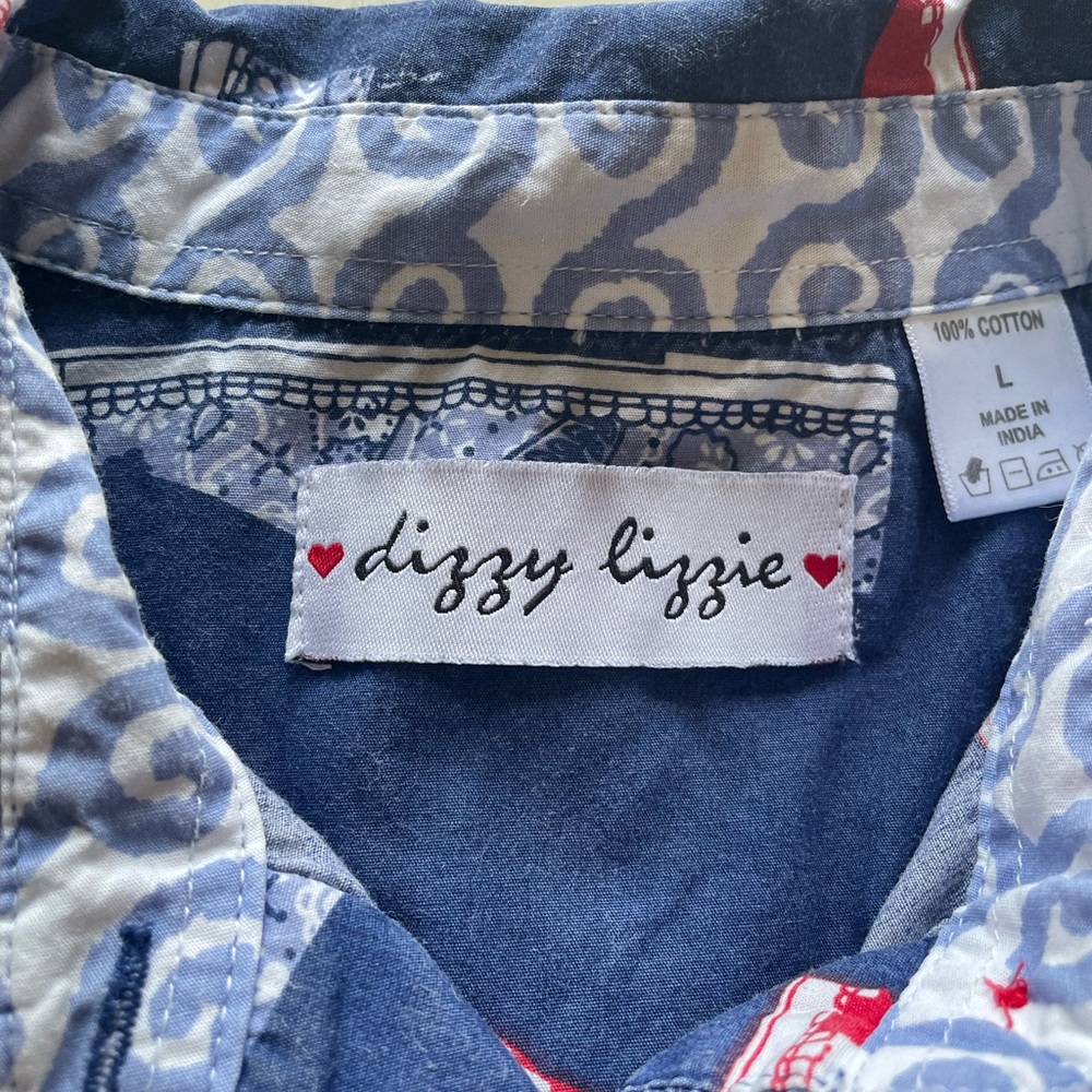 Dizzy Lizzie Blue Patterned Cotton Women’s Dress